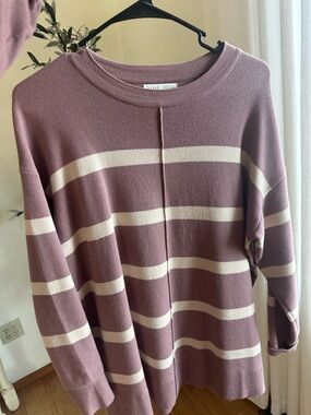 Mauve and Cream Knit Sweater
